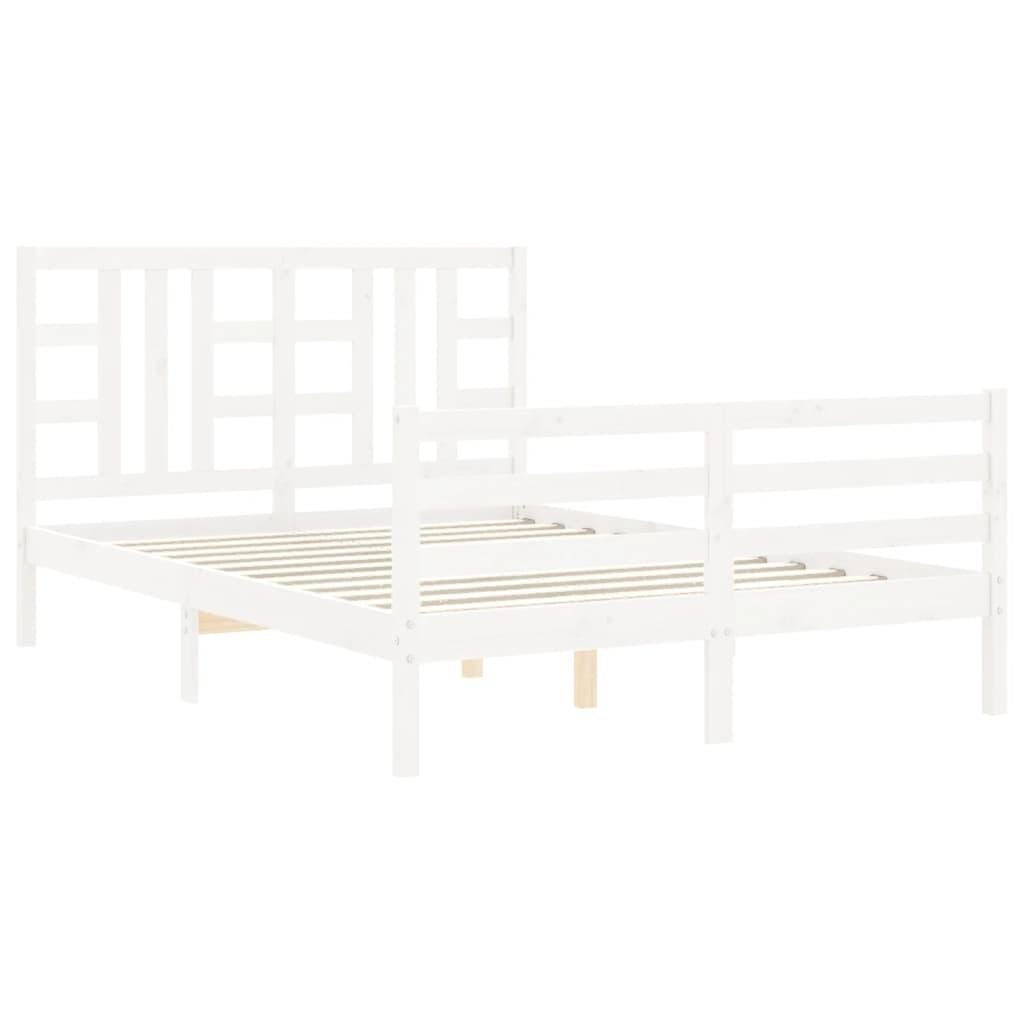 Bed Frame without Mattress White 135x190 cm Solid Wood Pine