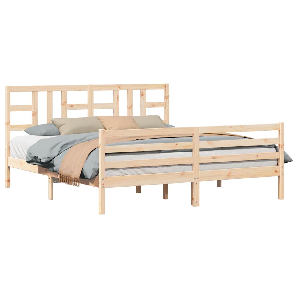 Bed Frame without Mattress 183x203 cm King Solid Wood