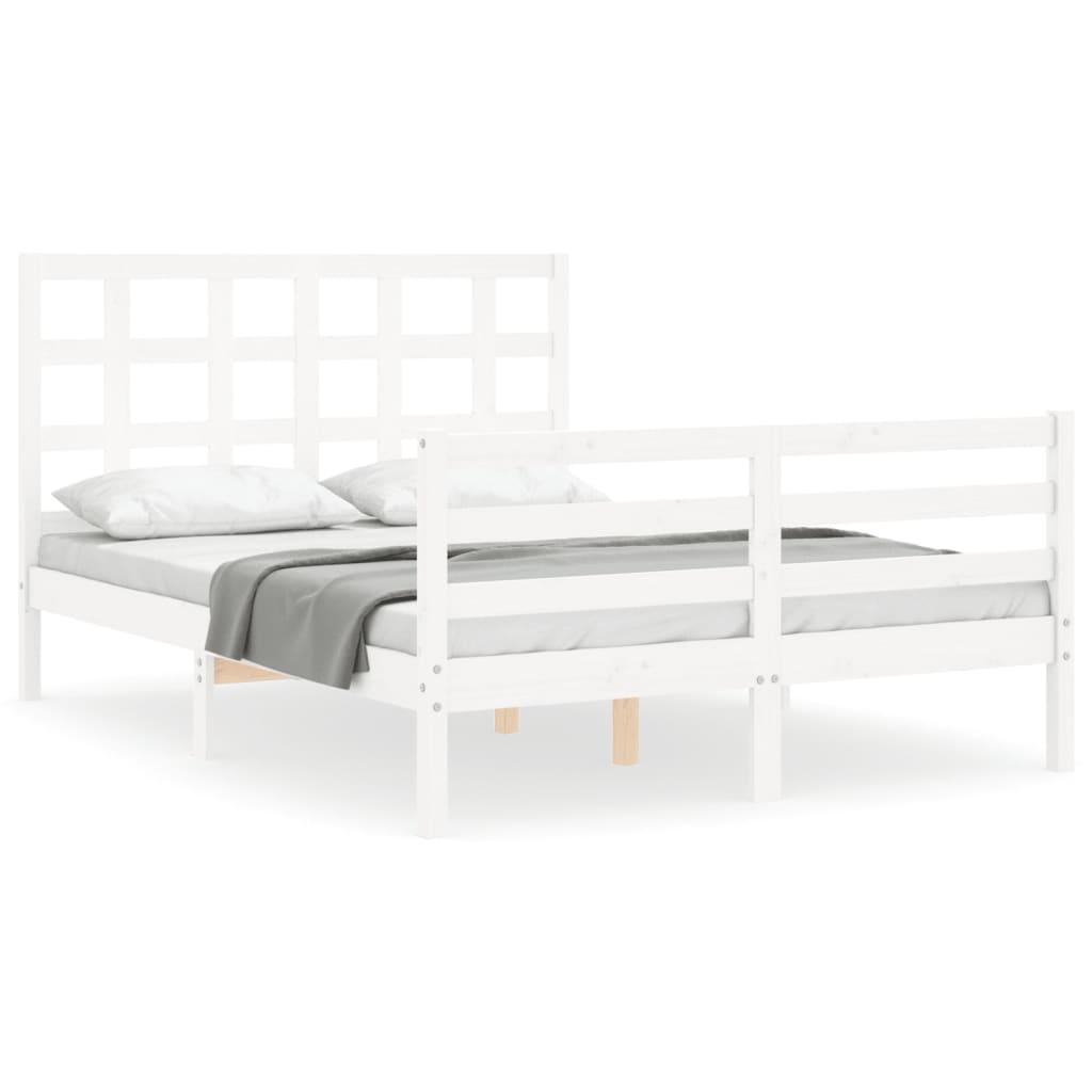 Bed Frame without Mattress White 135x190 cm Solid Wood