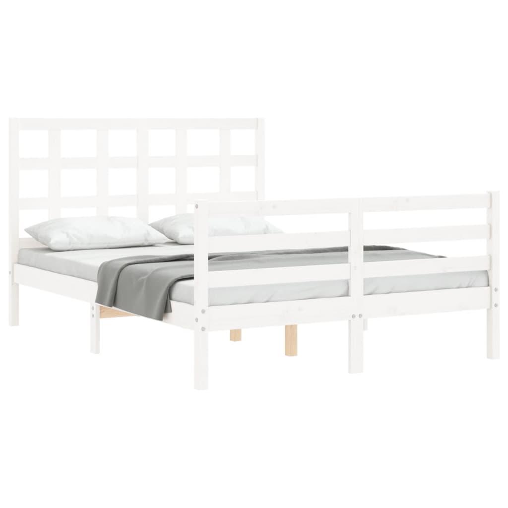 Bed Frame without Mattress White 135x190 cm Solid Wood