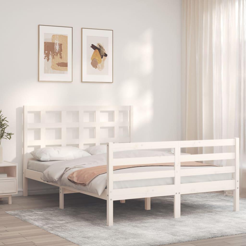 Bed Frame without Mattress White 135x190 cm Solid Wood