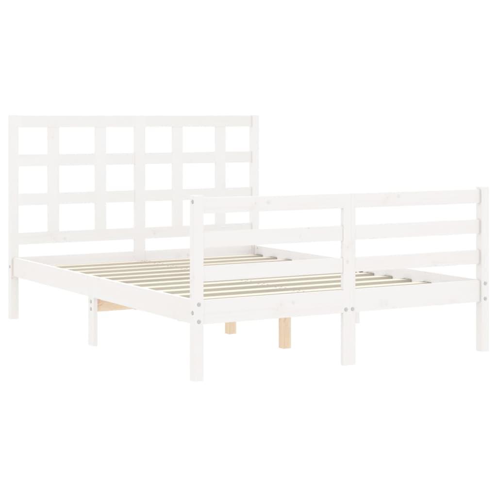 Bed Frame without Mattress White 135x190 cm Solid Wood