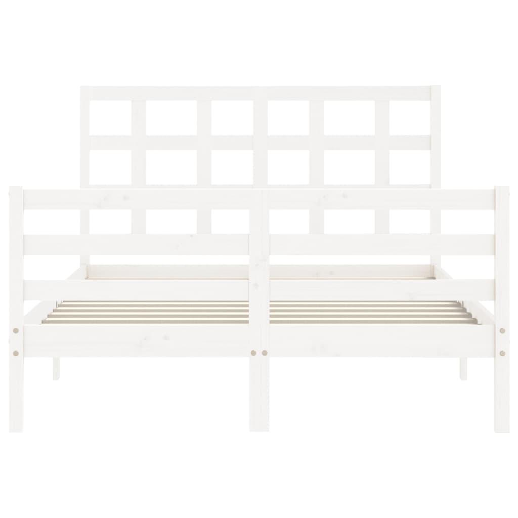 Bed Frame without Mattress White 135x190 cm Solid Wood