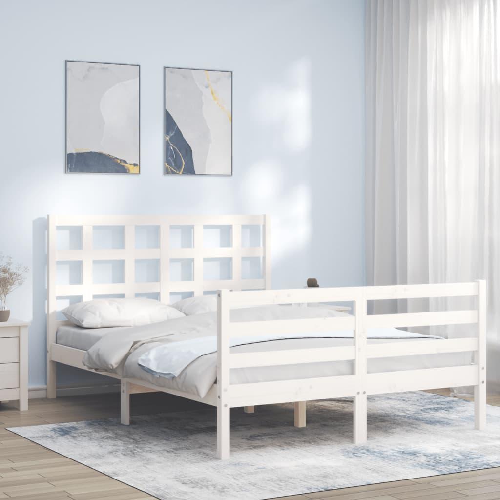 Bed Frame without Mattress White 135x190 cm Solid Wood