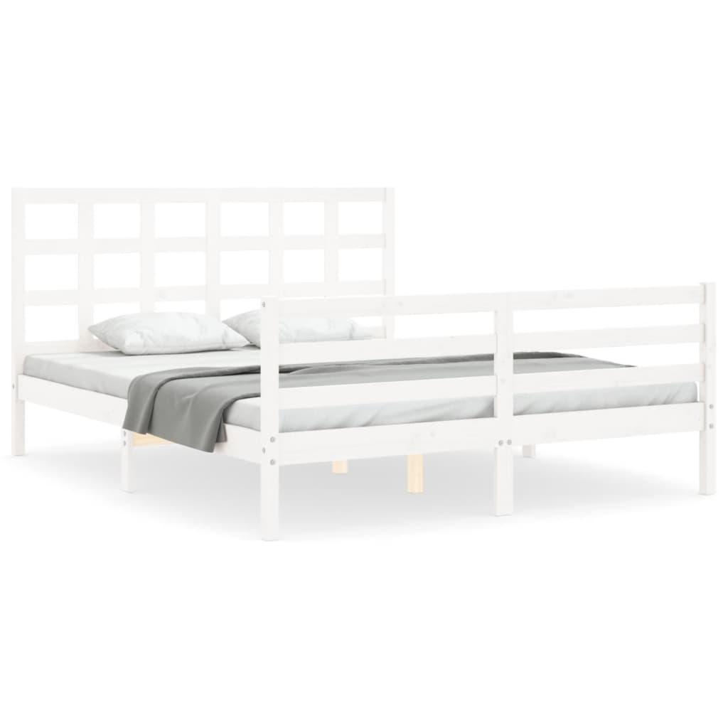 Bed Frame without Mattress White 150x200 cm Solid Wood