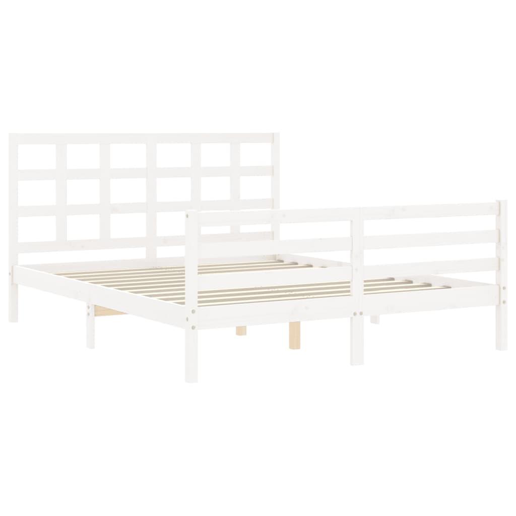 Bed Frame without Mattress White 150x200 cm Solid Wood