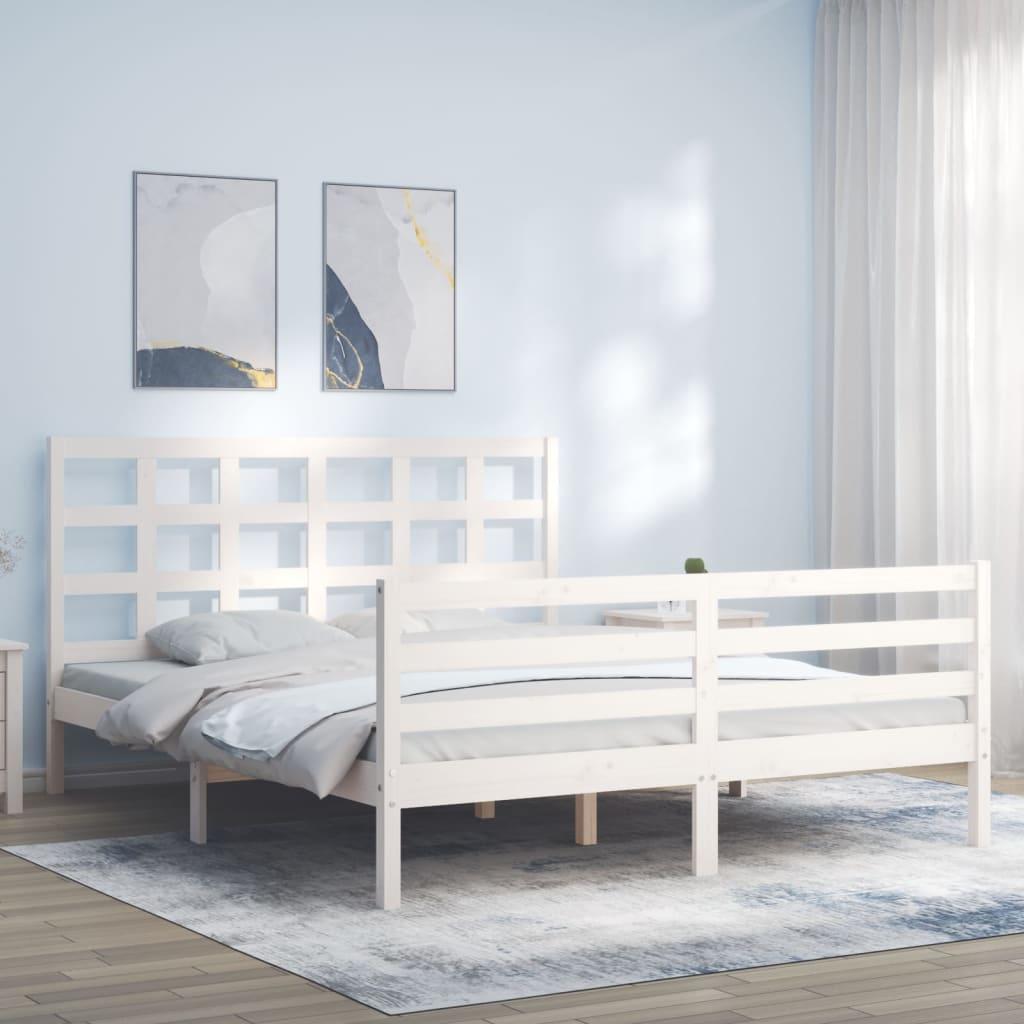 Bed Frame without Mattress White 150x200 cm Solid Wood