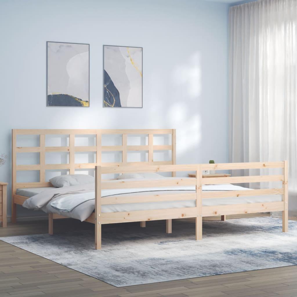 Bed Frame without Mattress White 183x203 cm King Solid Wood