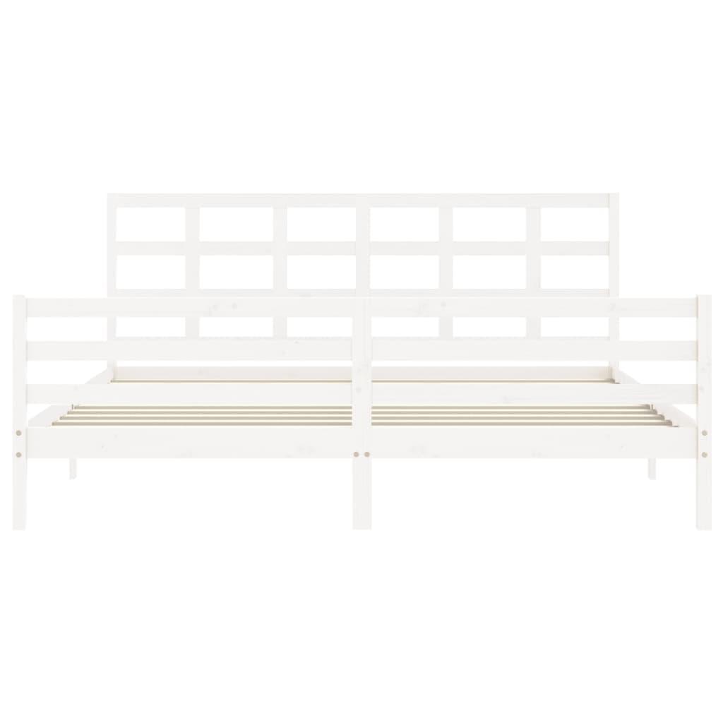 Bed Frame without Mattress White 183x203 cm King Solid Wood