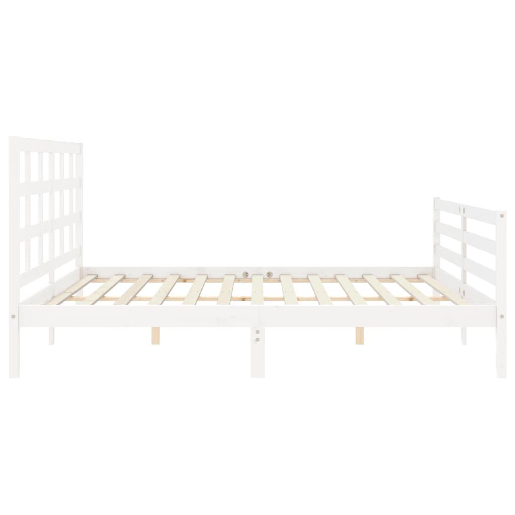 Bed Frame without Mattress White 183x203 cm King Solid Wood