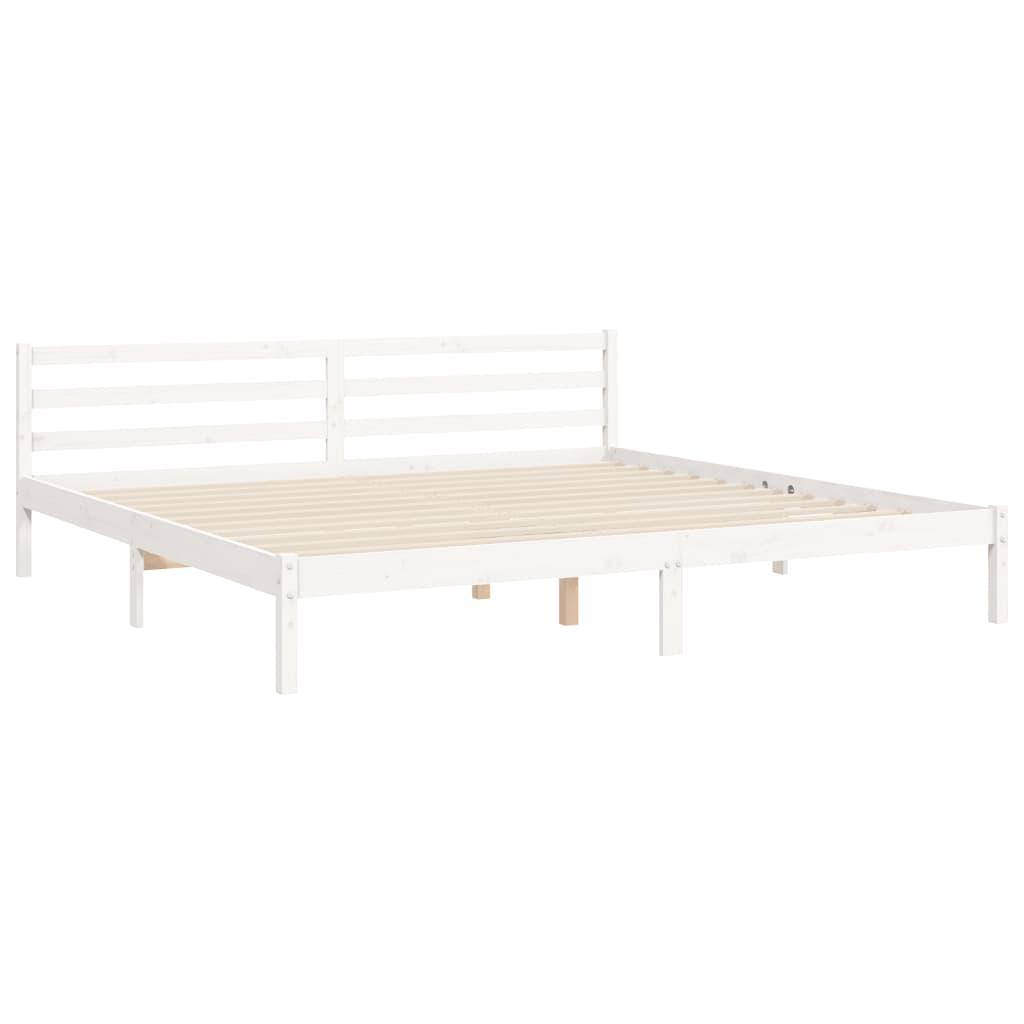 Bed Frame without Mattress White 183x203 cm King Solid Wood