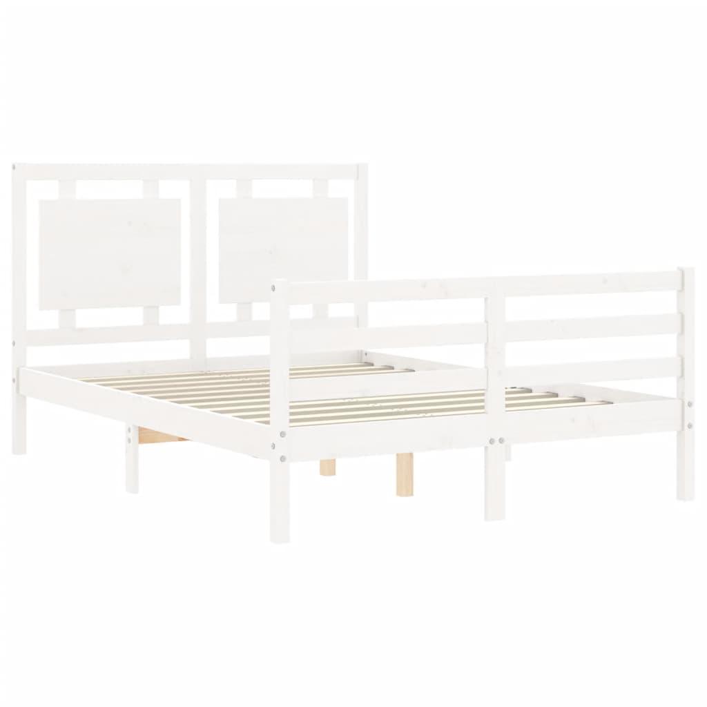 Bed Frame without Mattress White 135x190 cm Solid Wood