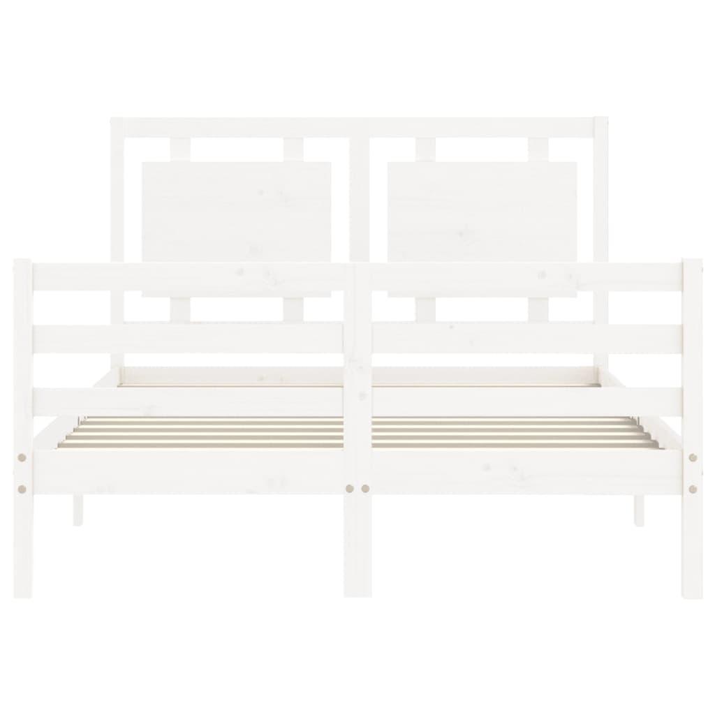 Bed Frame without Mattress White 135x190 cm Solid Wood