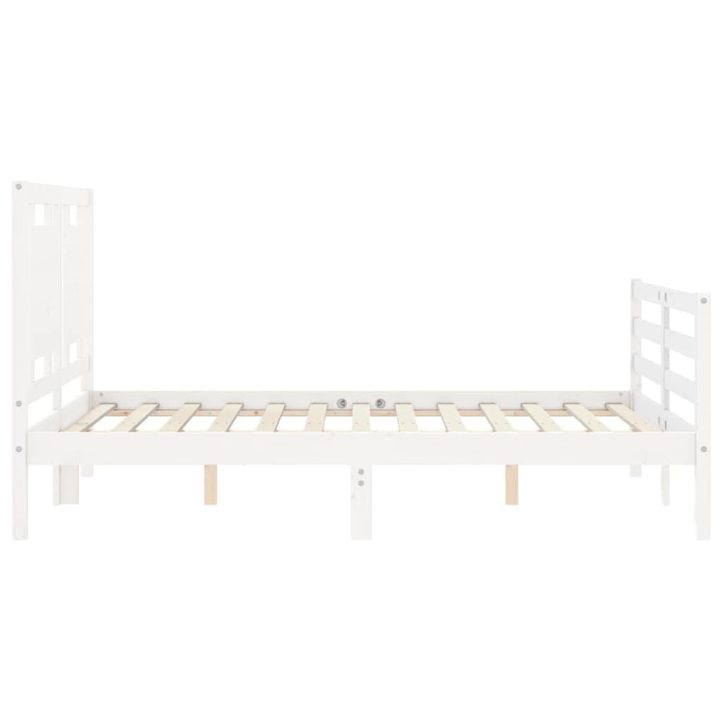 Bed Frame without Mattress White 135x190 cm Solid Wood