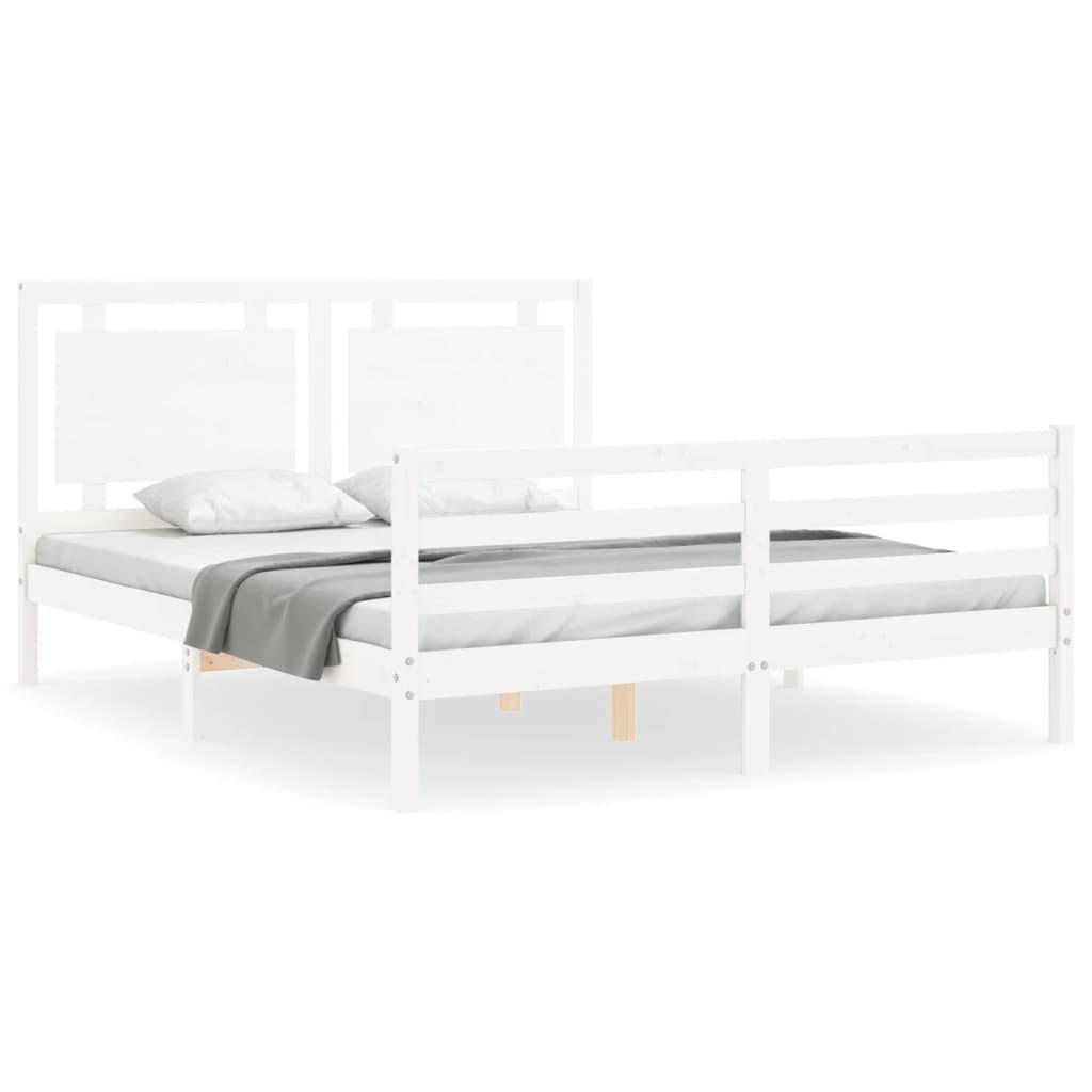 Bed Frame without Mattress White 150x200 cm Solid Wood