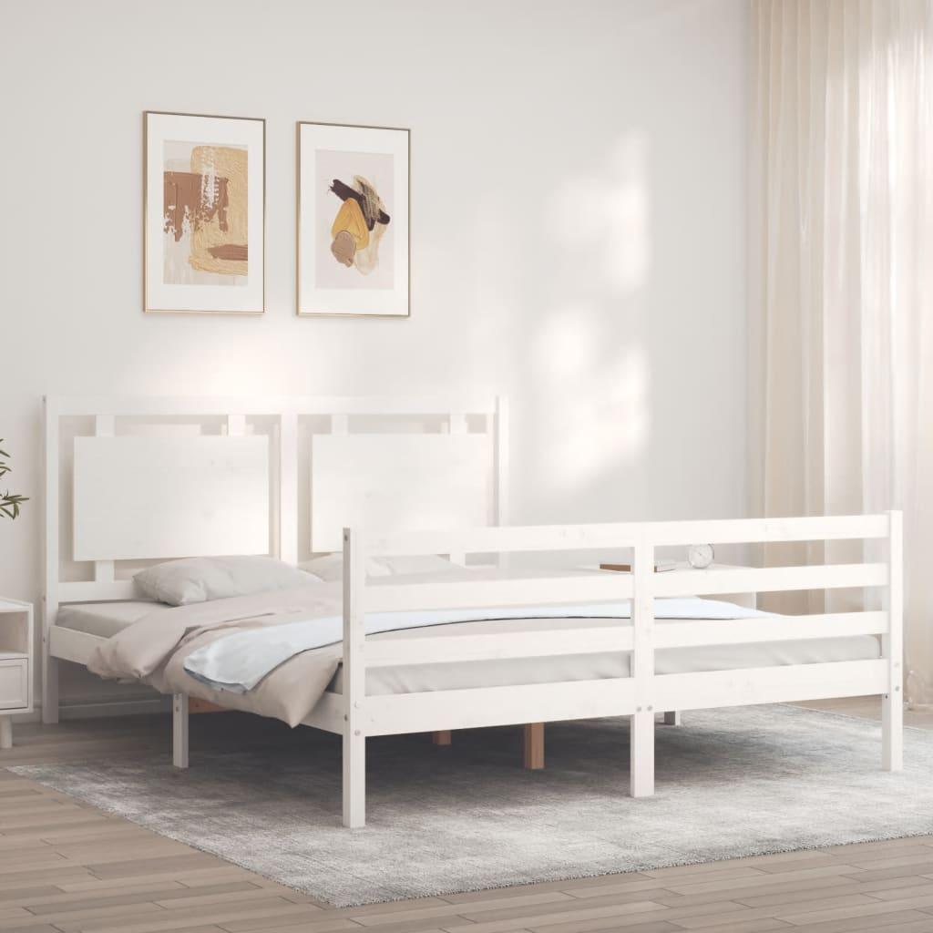 Bed Frame without Mattress White 150x200 cm Solid Wood