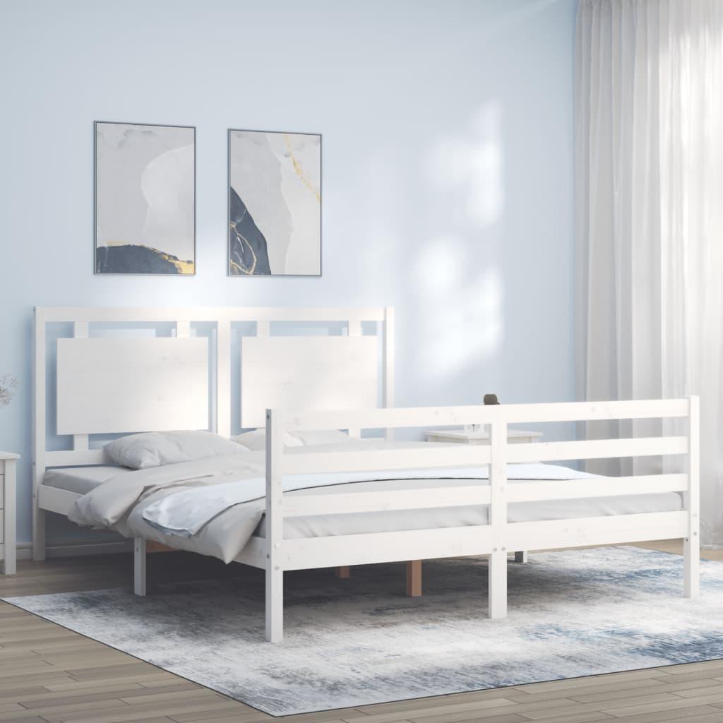 Bed Frame without Mattress White 150x200 cm Solid Wood