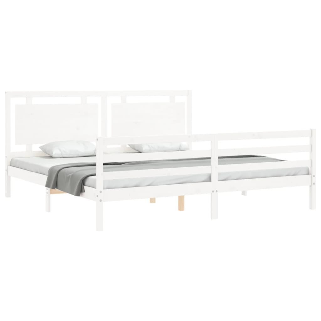 Bed Frame without Mattress White 183x203 cm King Solid Wood