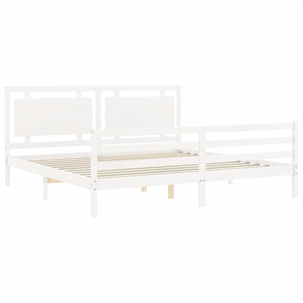 Bed Frame without Mattress White 183x203 cm King Solid Wood