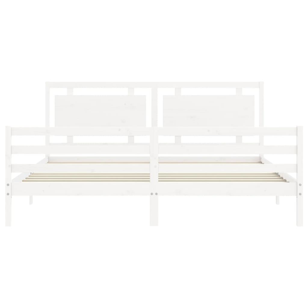 Bed Frame without Mattress White 183x203 cm King Solid Wood