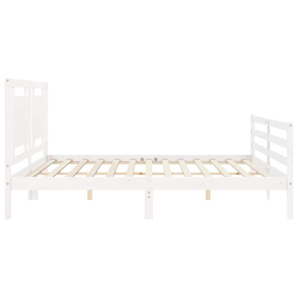 Bed Frame without Mattress White 183x203 cm King Solid Wood