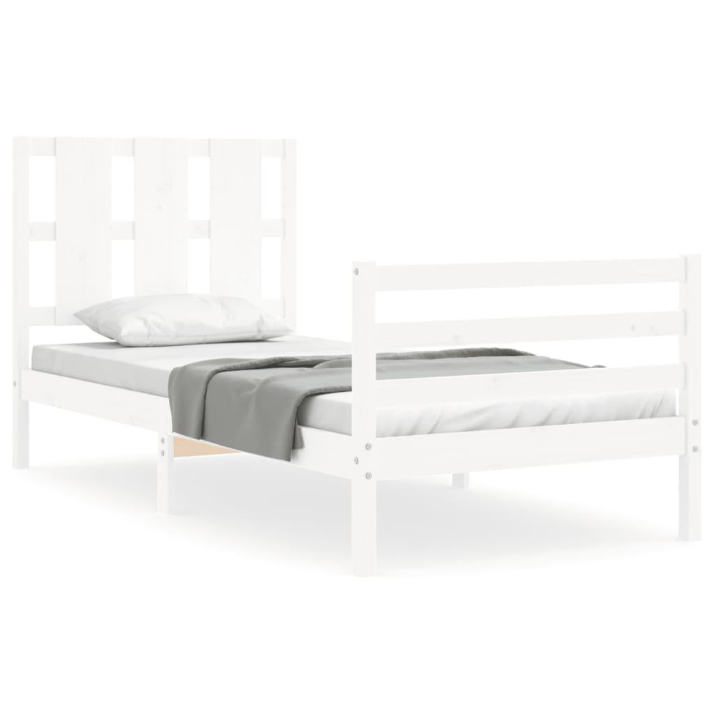 Bed Frame without Mattress White 90x190 cm Solid Wood