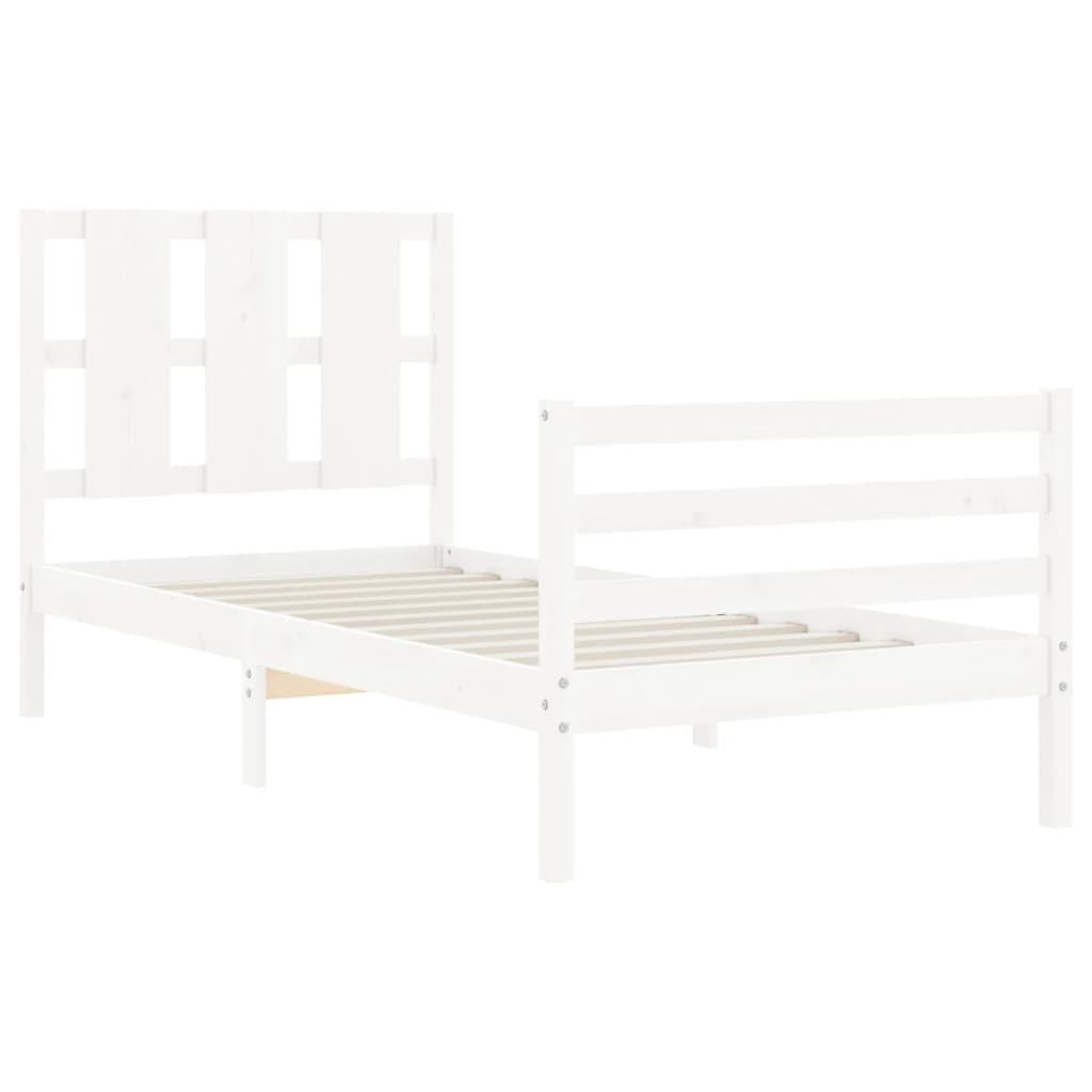 Bed Frame without Mattress White 90x190 cm Solid Wood