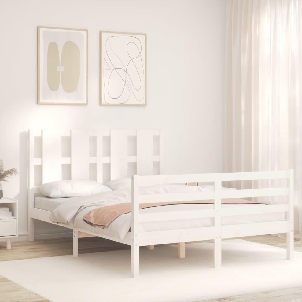 Bed Frame without Mattress White 135x190 cm Solid Wood