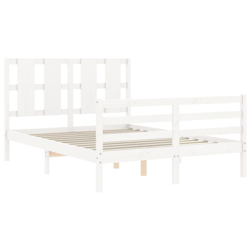 Bed Frame without Mattress White 135x190 cm Solid Wood