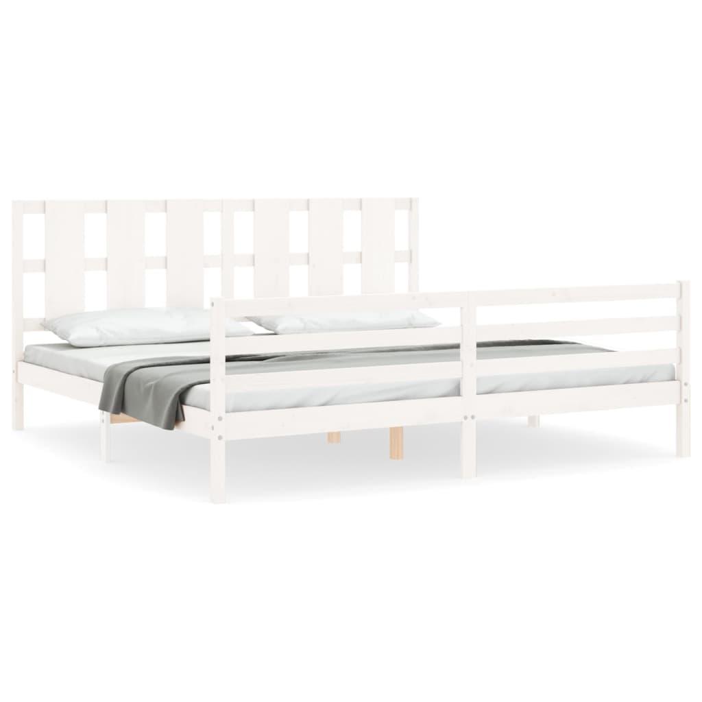 Bed Frame without Mattress White 183x203 cm King Solid Wood