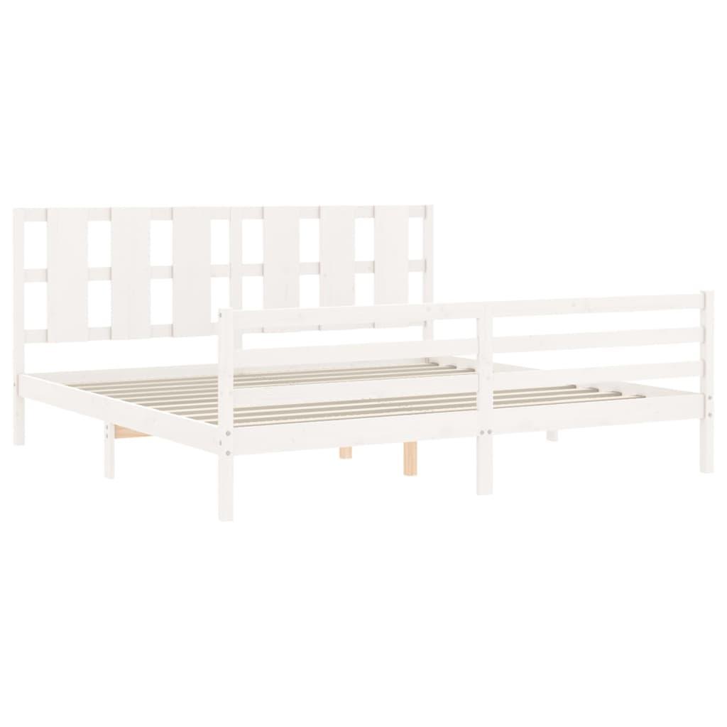 Bed Frame without Mattress White 183x203 cm King Solid Wood