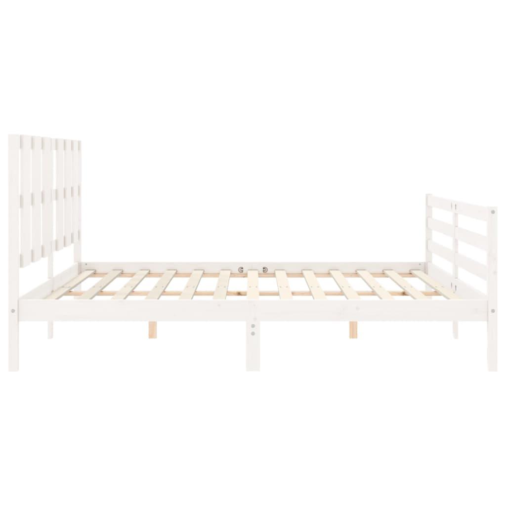 Bed Frame without Mattress White 183x203 cm King Solid Wood