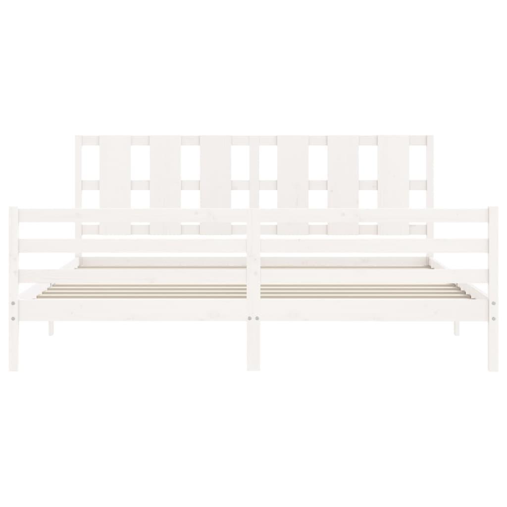 Bed Frame without Mattress White 183x203 cm King Solid Wood