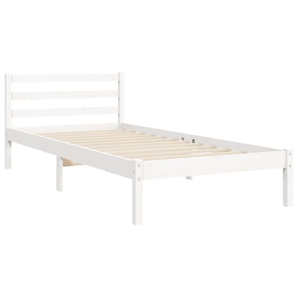 Bed Frame without Mattress White 90x190 cm Solid Wood