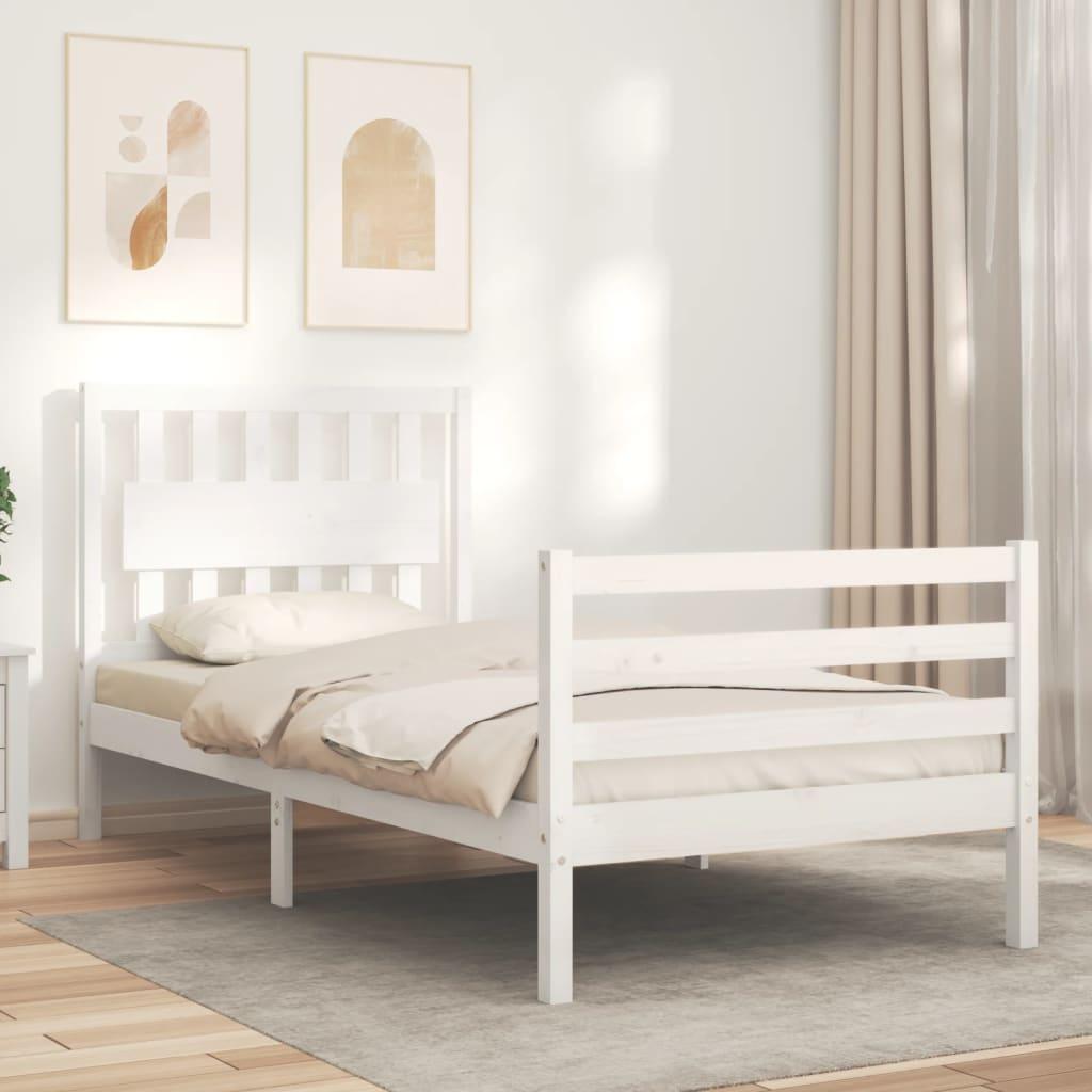 Bed Frame without Mattress White 90x190 cm Solid Wood