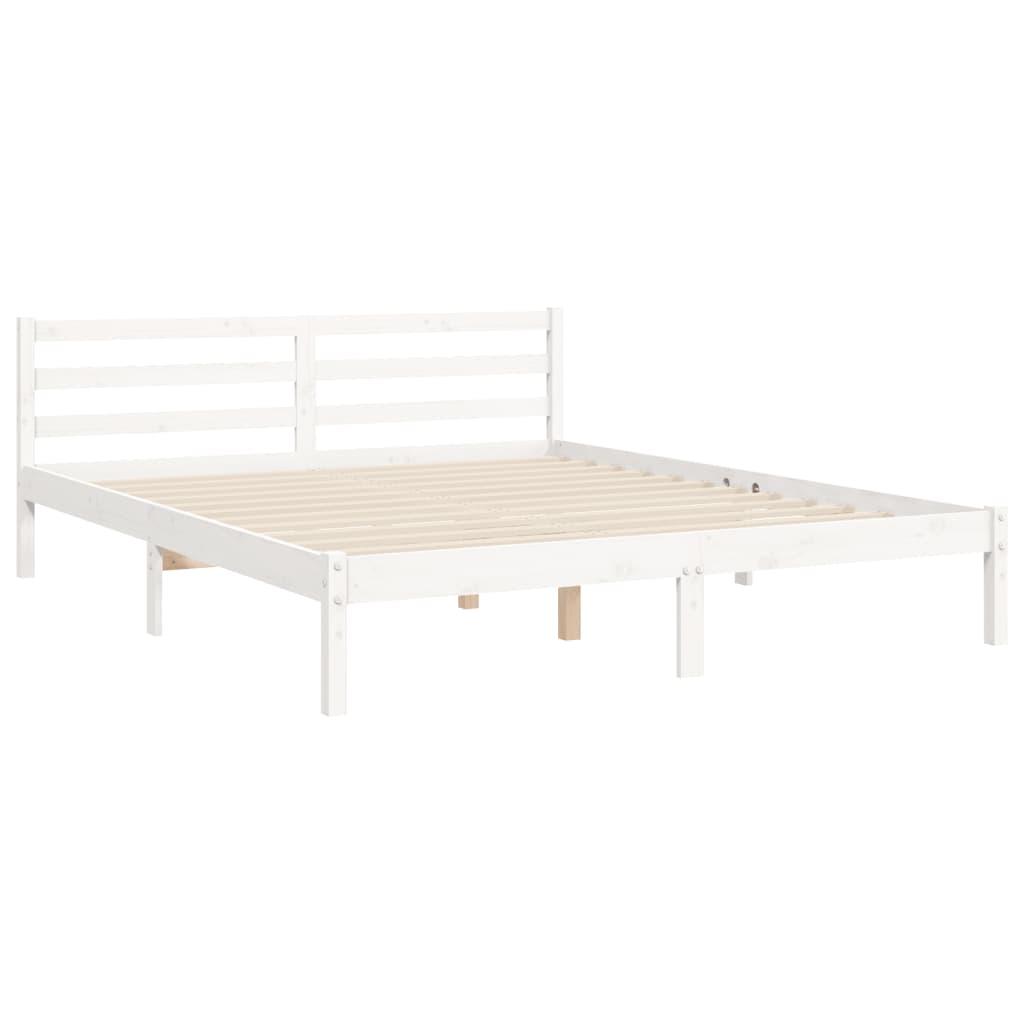 Bed Frame without Mattress White 150x200 cm Solid Wood