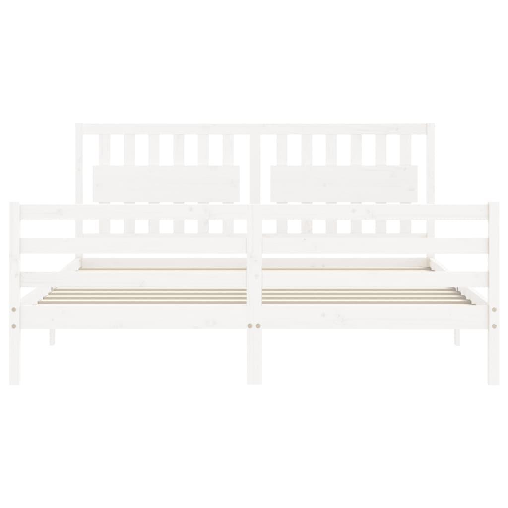 Bed Frame without Mattress White 183x203 cm King Solid Wood
