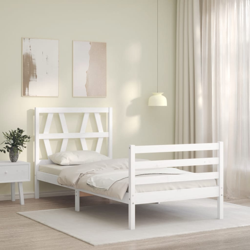 Bed Frame without Mattress White 90x190 cm Solid Wood