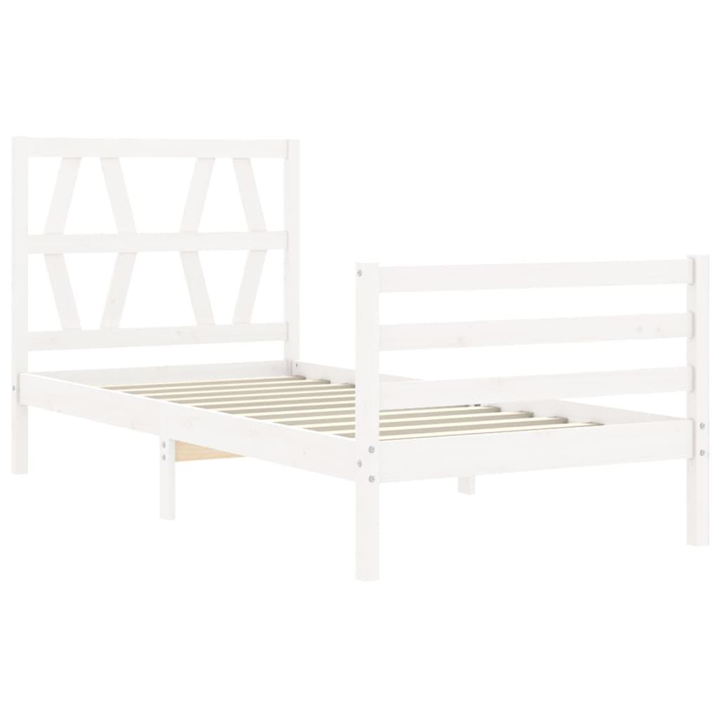 Bed Frame without Mattress White 90x190 cm Solid Wood