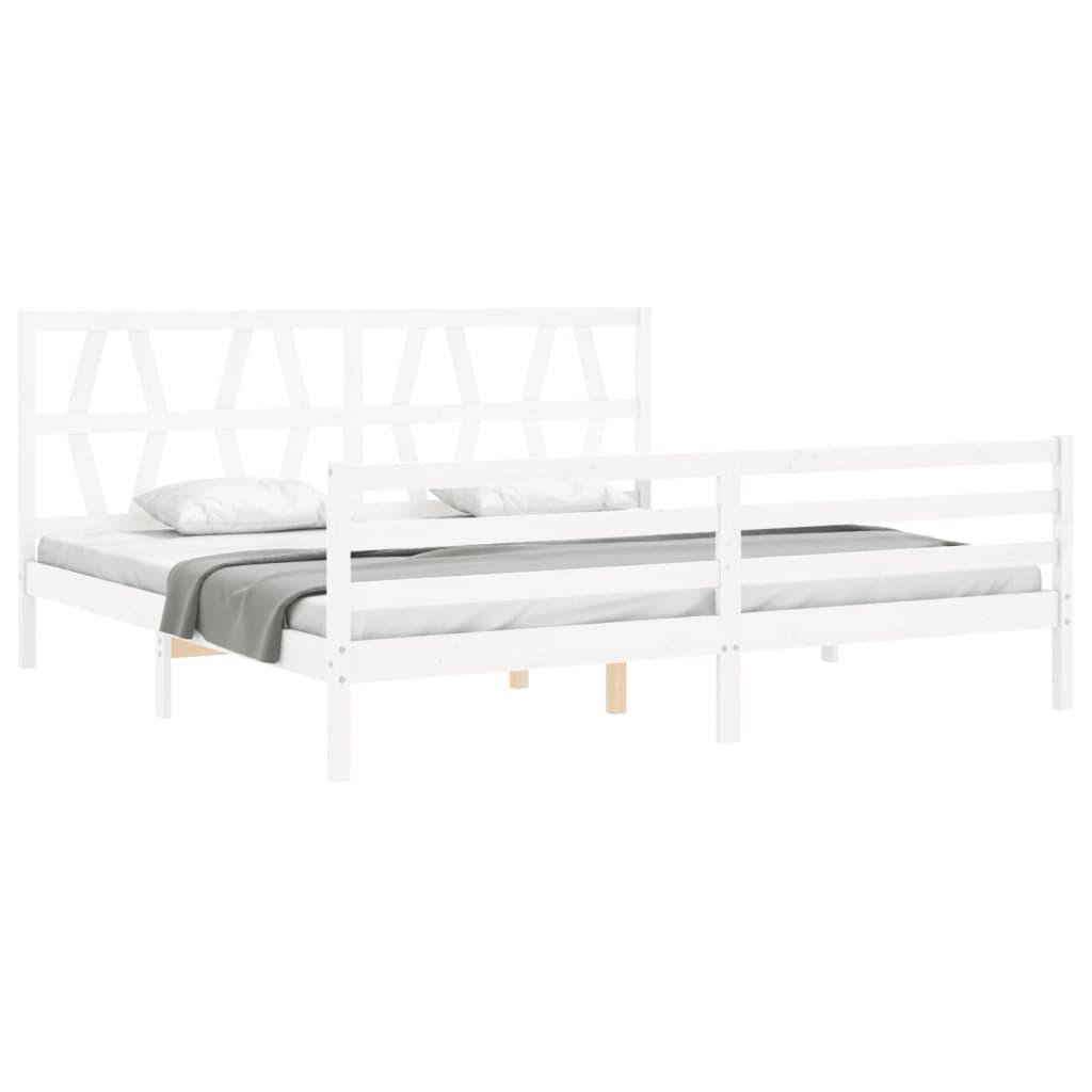 Bed Frame without Mattress White 183x203 cm King Solid Wood