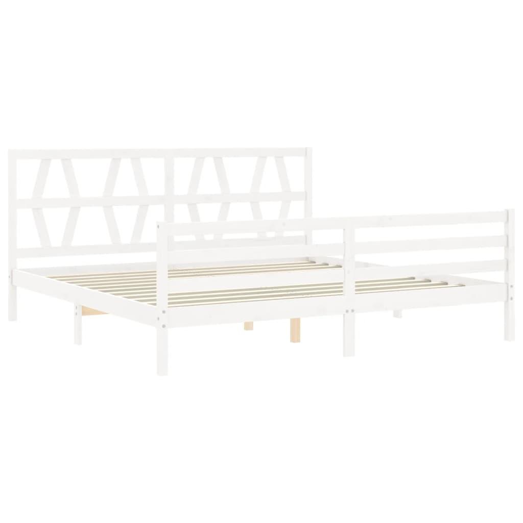 Bed Frame without Mattress White 183x203 cm King Solid Wood