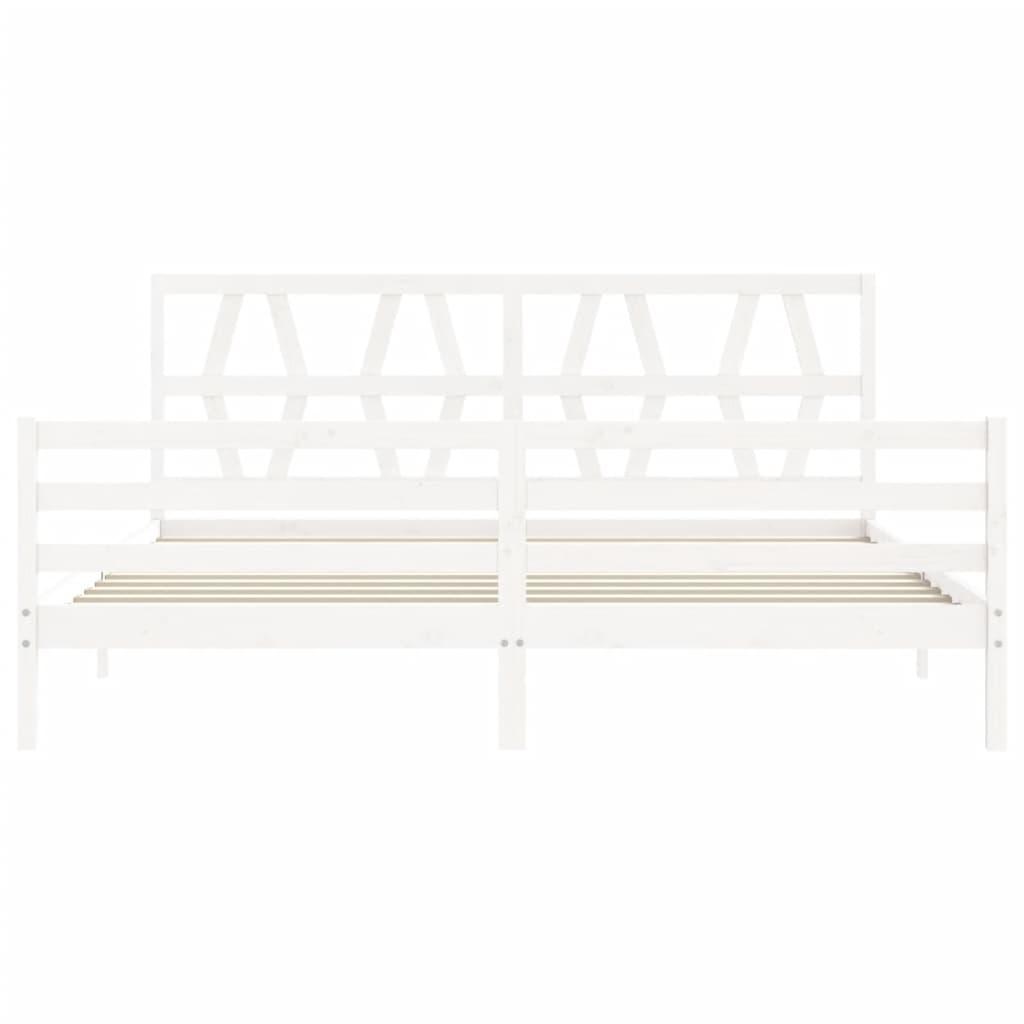 Bed Frame without Mattress White 183x203 cm King Solid Wood