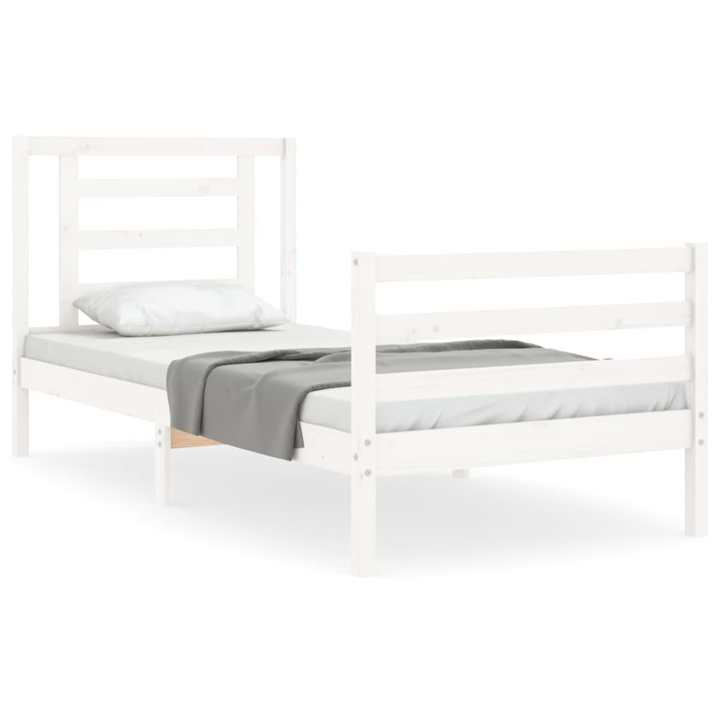 Bed Frame without Mattress White 90x190 cm Solid Wood