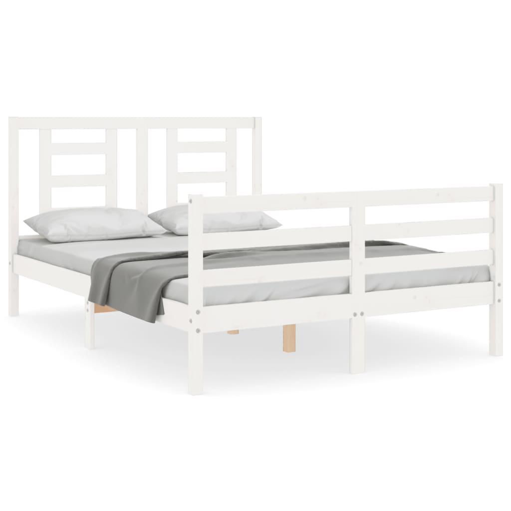 Bed Frame without Mattress White 135x190 cm Solid Wood