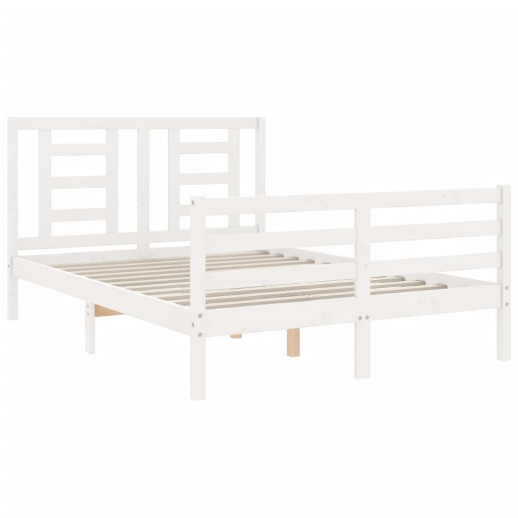 Bed Frame without Mattress White 135x190 cm Solid Wood