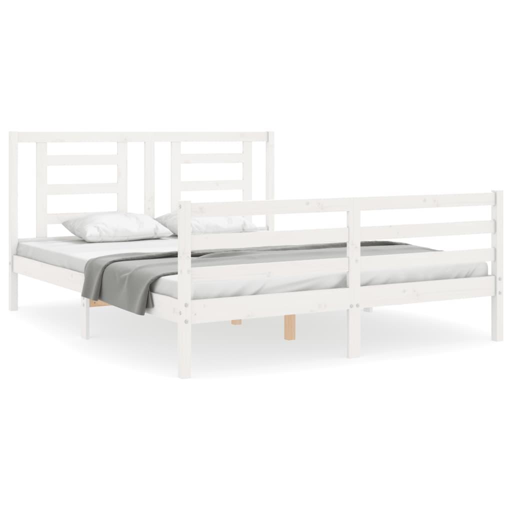 Bed Frame without Mattress White 150x200 cm Solid Wood