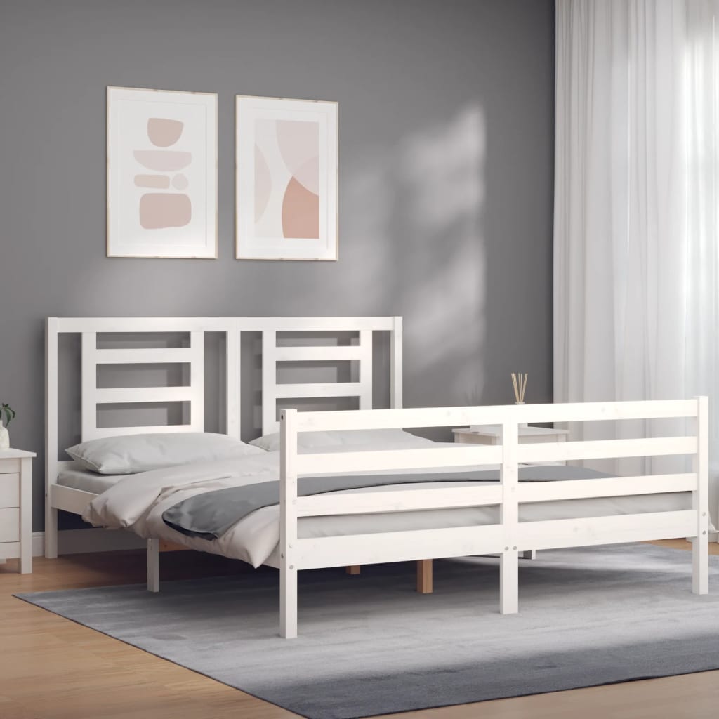 Bed Frame without Mattress White 150x200 cm Solid Wood