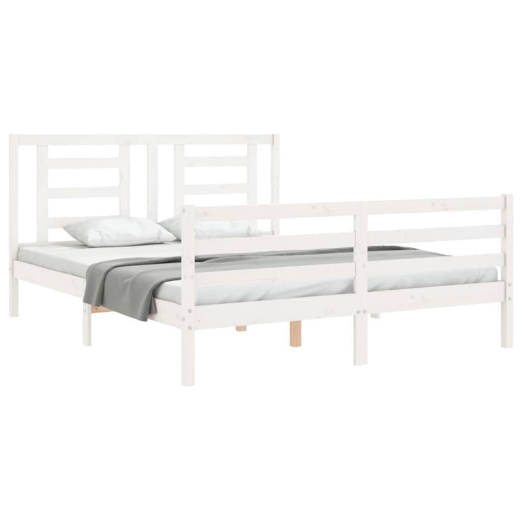 Bed Frame without Mattress White 150x200 cm Solid Wood