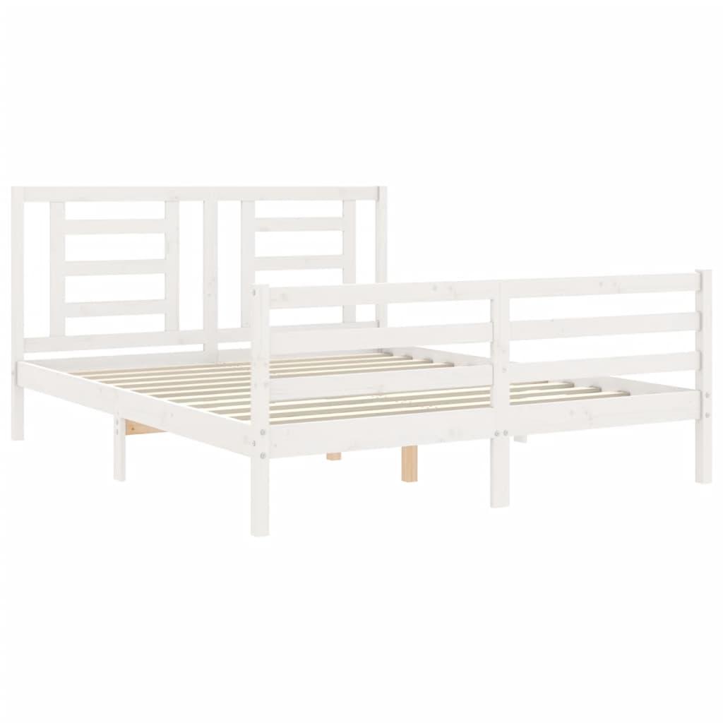 Bed Frame without Mattress White 150x200 cm Solid Wood