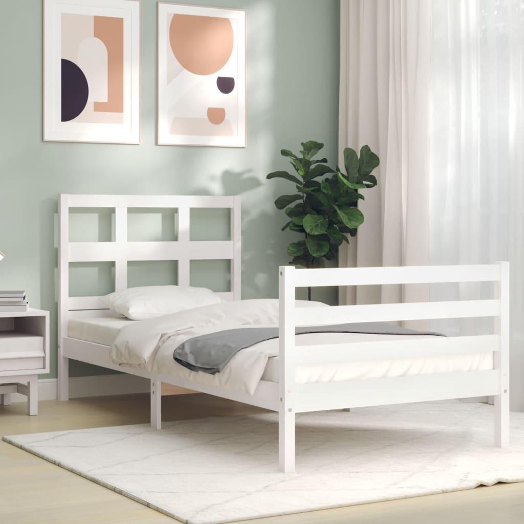 Bed Frame without Mattress White 90x190 cm Solid Wood